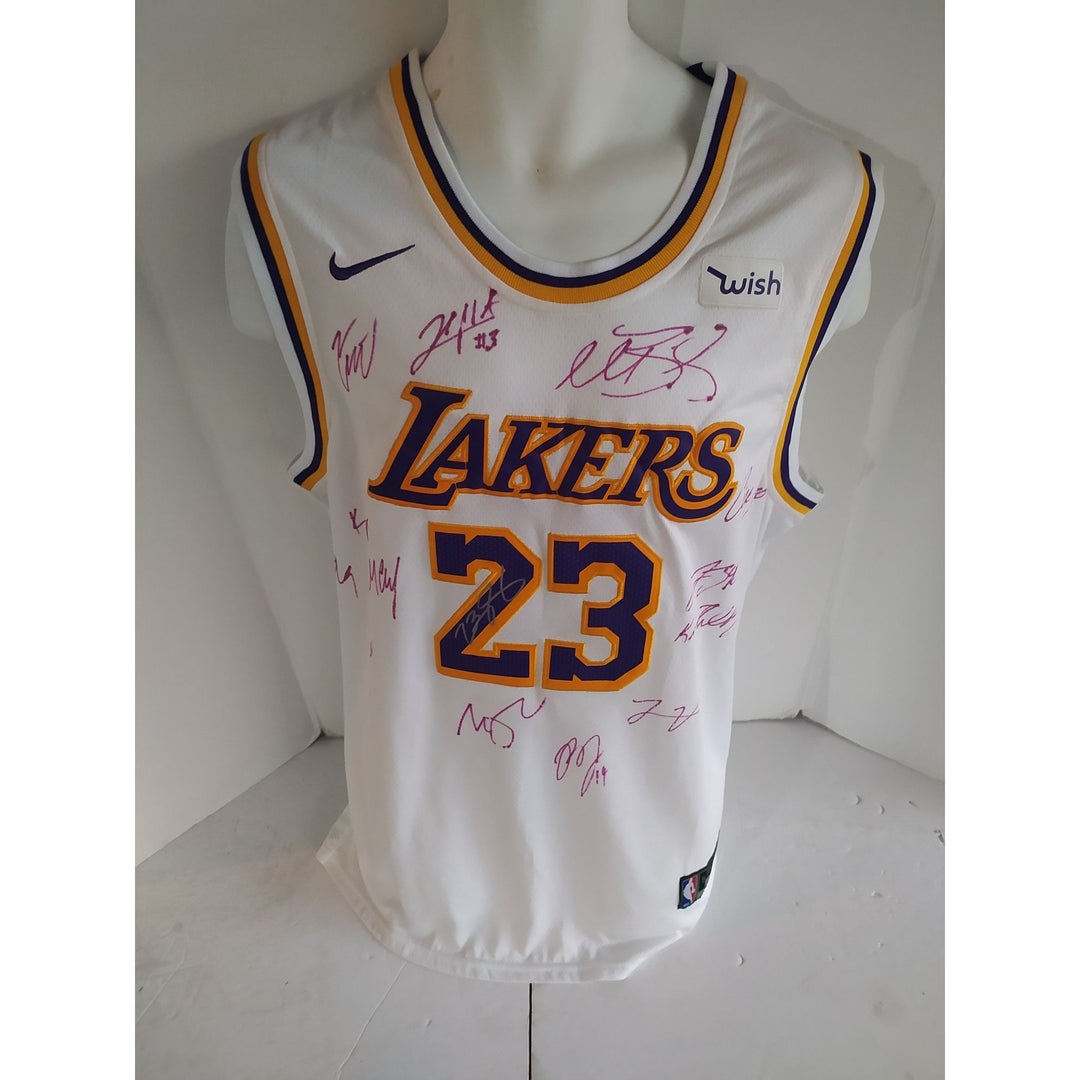 LeBron James Anthony Davis Los Angeles Lakers team signed jersey with proof