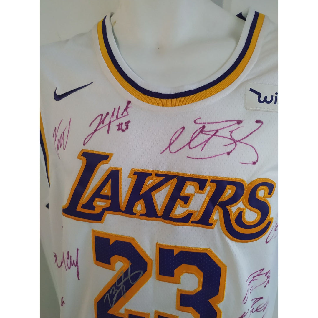 LeBron James Anthony Davis Los Angeles Lakers team signed jersey with proof