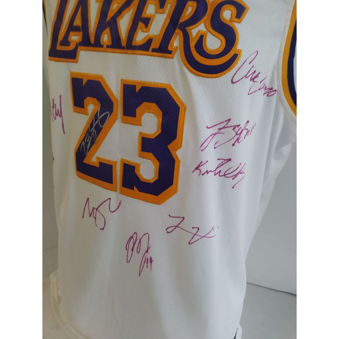 LeBron James Anthony Davis Los Angeles Lakers team signed jersey with proof