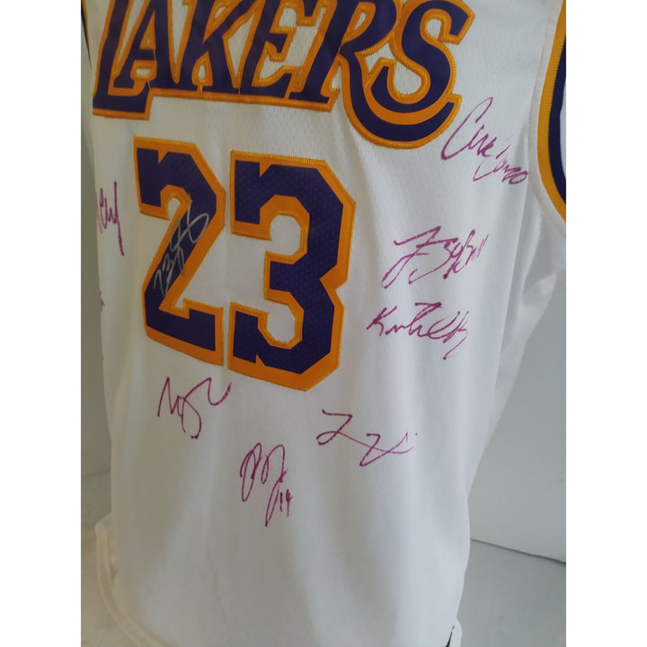 LeBron James Anthony Davis Los Angeles Lakers team signed jersey with proof