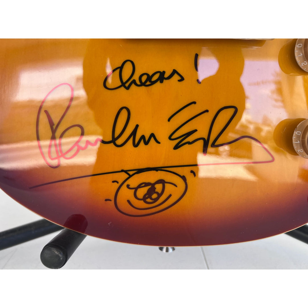 Paul McCartney vintage cherry les paul full size electric guitar signed with sketch/ inscription very rare & proof of signing.