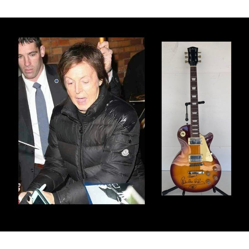 Paul McCartney vintage cherry les paul full size electric guitar signed with sketch/ inscription very rare & proof of signing.