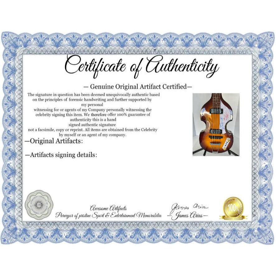 Paul McCartney & Ringo Starr Beatles Hofner Bass guitar signed with proof