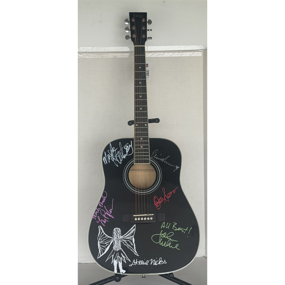 Fleetwood Mac Stevie Nicks Peter Green Mick Fleetwood John and Christy McVie Lindsay Buckingham  full size acoustic guitar signed with proof.