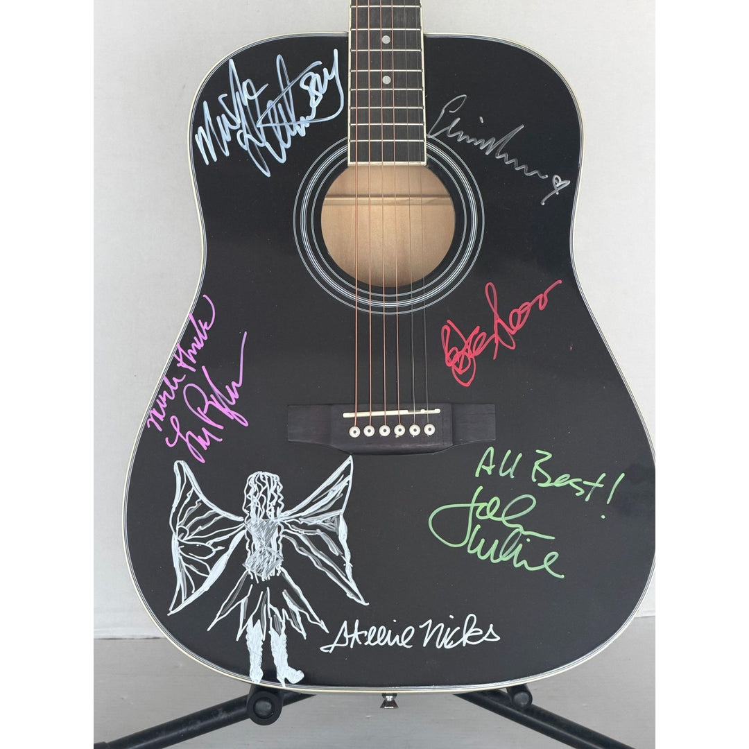 Fleetwood Mac Stevie Nicks Peter Green Mick Fleetwood John and Christy McVie Lindsay Buckingham  full size acoustic guitar signed with proof.