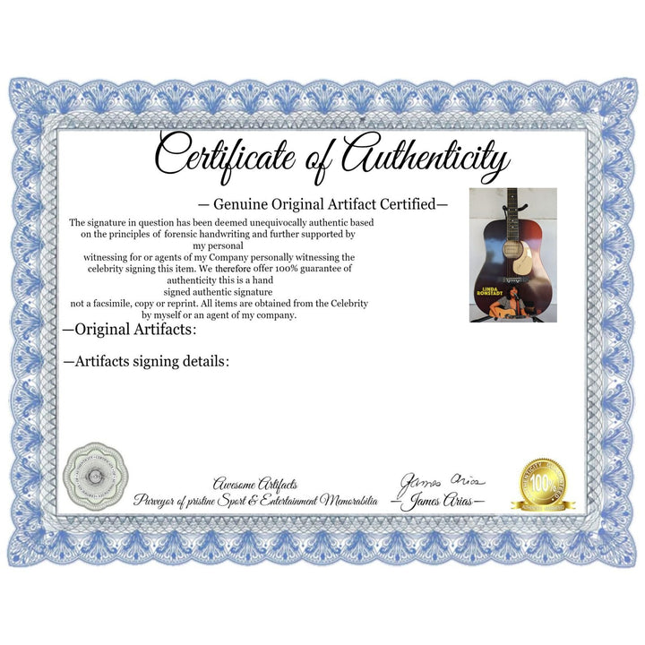 Linda Ronstadt full size One of A Kind acoustic guitar signed with proof