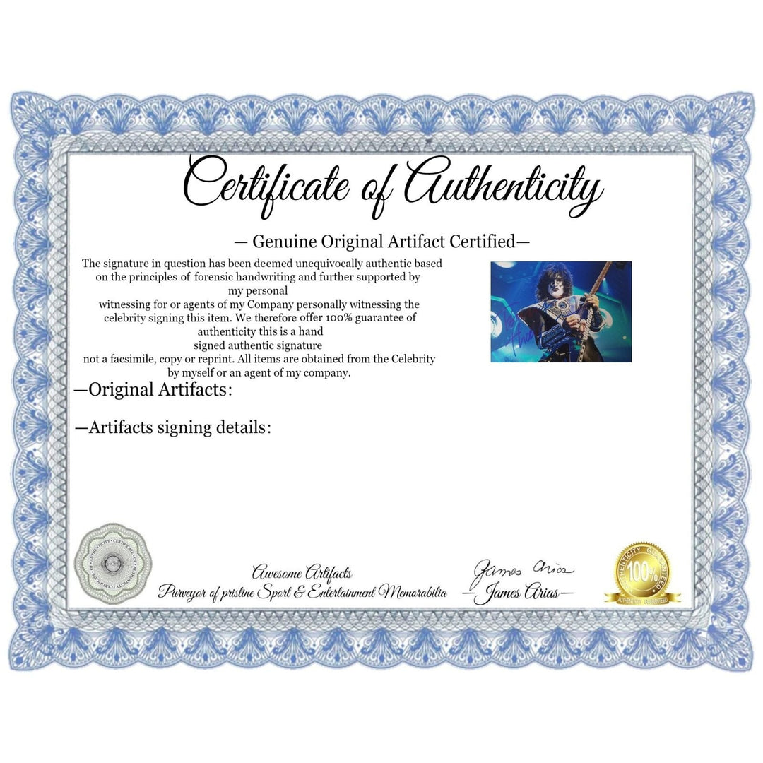 Tommy Thayer, Kiss, 5x7 photo, signed, with proof Awesome Artifacts