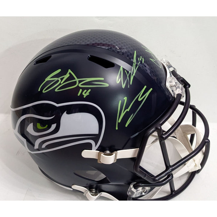 Seattle Seahawks Sam Darnold, Keneth Walker, Cooper Kupp & Jackson Smith Njigba Riddell speed full size helmet signed with proof