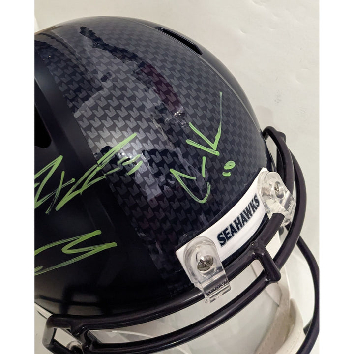 Seattle Seahawks Sam Darnold, Keneth Walker, Cooper Kupp & Jackson Smith Njigba Riddell speed full size helmet signed with proof
