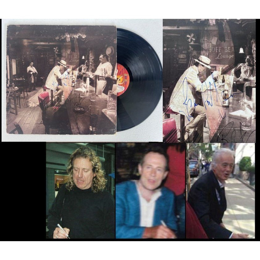 Led Zeppelin in Through the Outdoor 1979 Og Vinyl LP Jimmy Page, Robert Plant, John Paul Jones signed with proof.