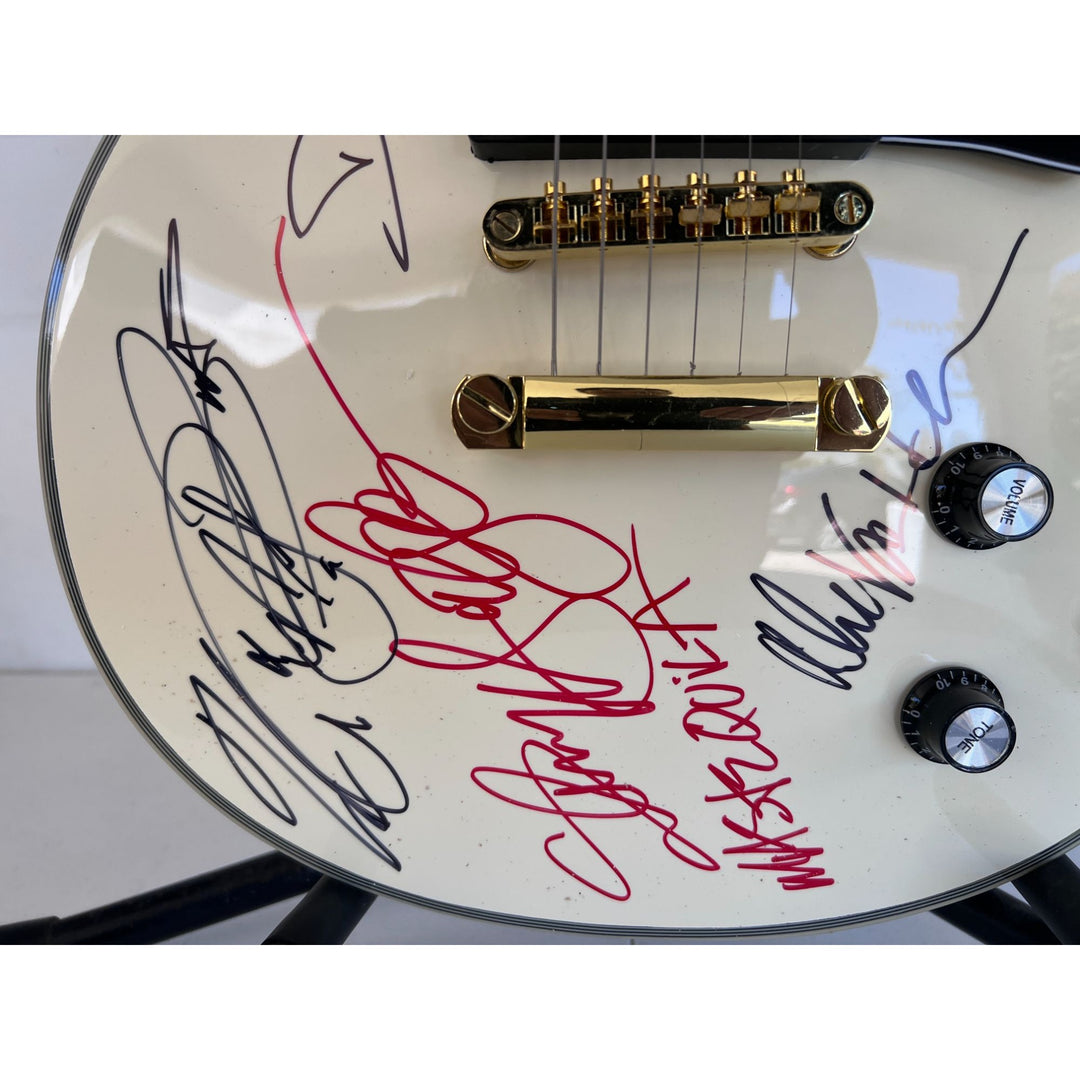 Van Halen vintage white les paul electric guitar Eddie & Alex Van Halen, Michael Anthony, David Lee Roth Sammy Hagar signed with proof..