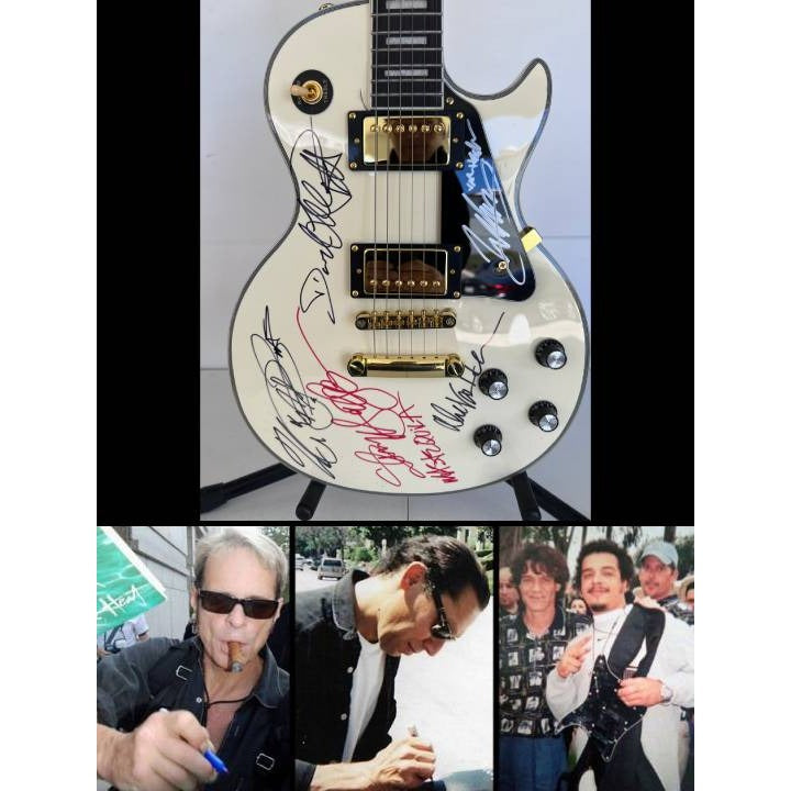 Van Halen vintage white les paul electric guitar Eddie & Alex Van Halen, Michael Anthony, David Lee Roth Sammy Hagar signed with proof..