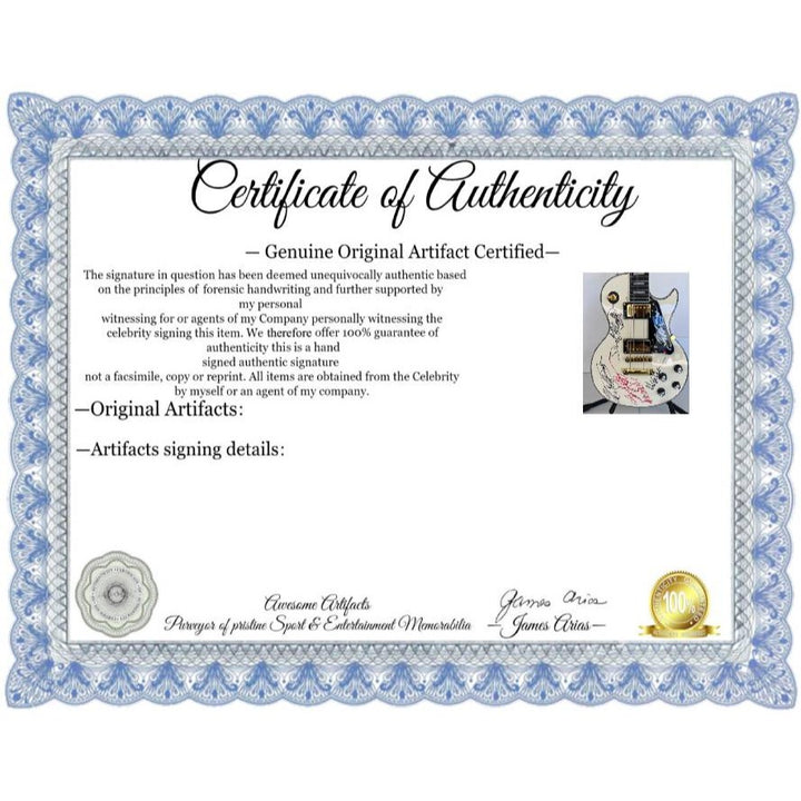 Van Halen vintage white les paul electric guitar Eddie & Alex Van Halen, Michael Anthony, David Lee Roth Sammy Hagar signed with proof..