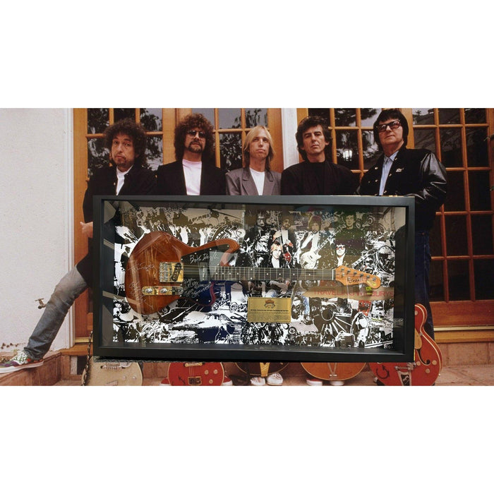 Roy Orbison George Harrison Bob Dylan Jeff Lynne Tom Petty The Traveling Wilburys signed vintage guitar with museum quality frame