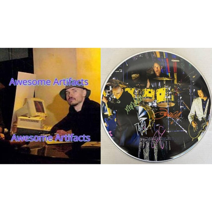 Billy Corgan Smashing Pumpkins one-of-a-kind drumhead signed with proof.