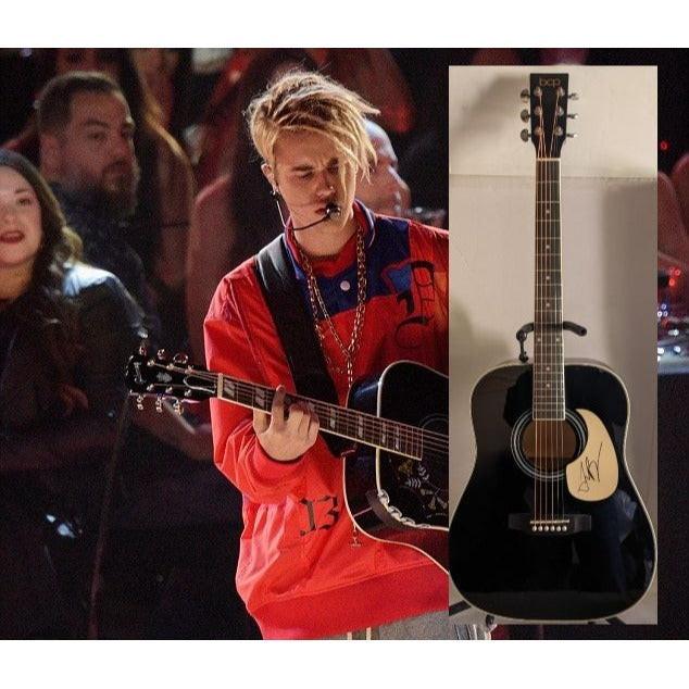 Justin Bieber 41' full size acoustic guitar signed with proof