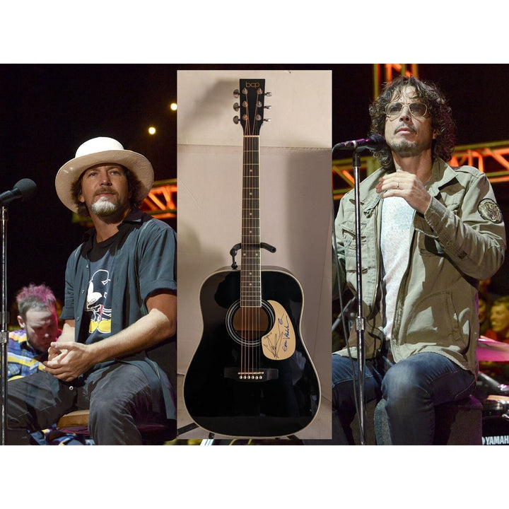 Chris Cornell of Sound Garden and Eddie Vedder of Pearl Jam 41' full size acoustic guitar signed with proof