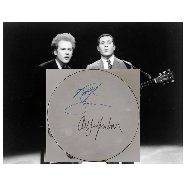 Paul Simon and Art Garfunkel 14-in tambourine signed with proof