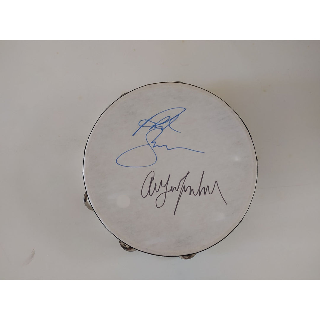 Paul Simon and Art Garfunkel 14-in tambourine signed with proof