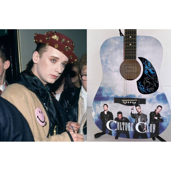 Culture Club George O'Dowd Boy George full size acoustic guitar (one of a kind ) signed with proof.