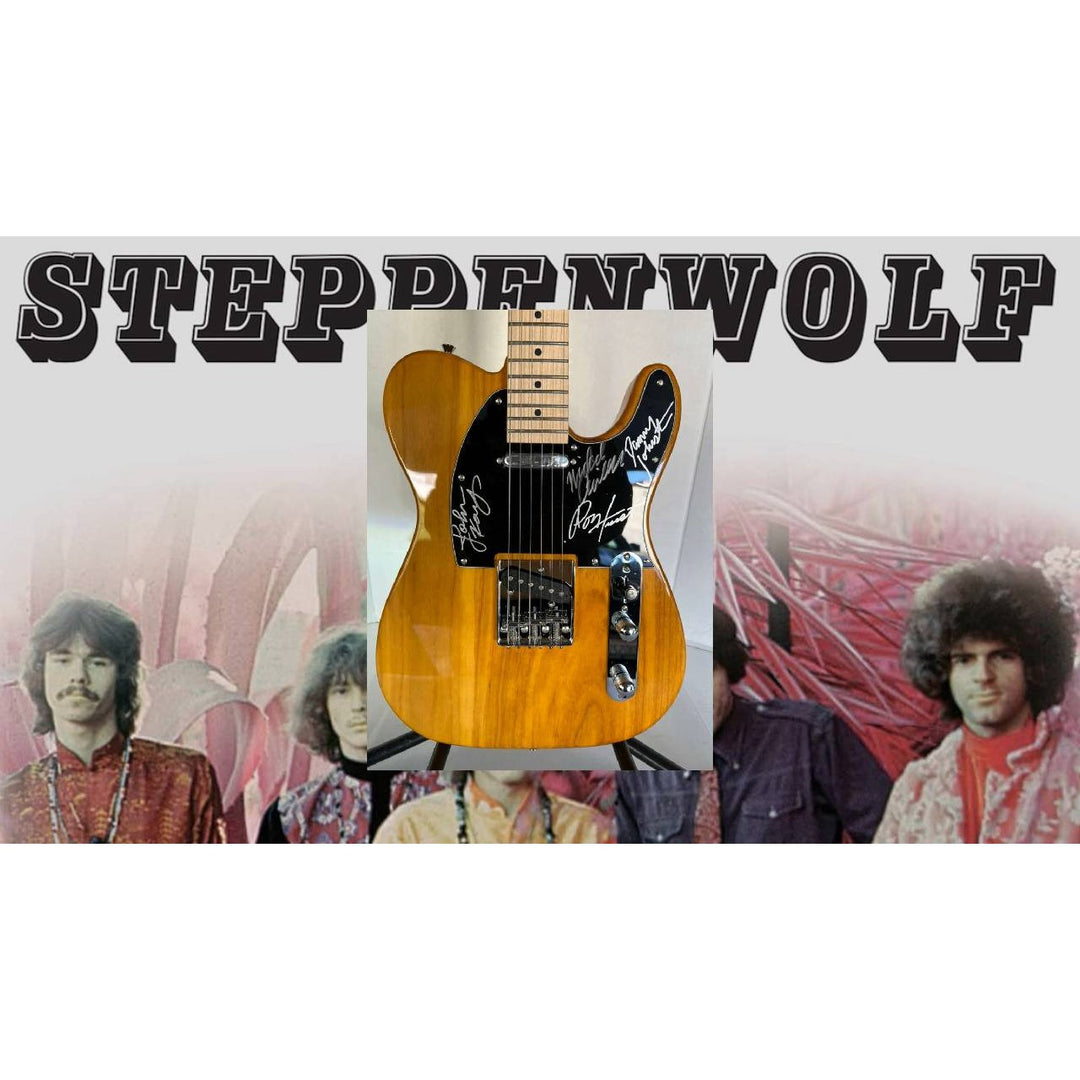 STEPPENWOLF John Kay, Goldy, Michael & Nick Wood telecaster electric guitar signed with proof