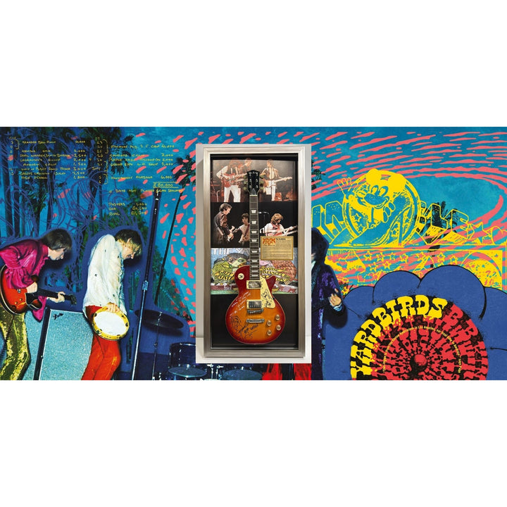 Yardbirds Jeff Beck Jimmy Page & Eric Clapton full size vintage les paul guitar signed with proof & museum quality frame