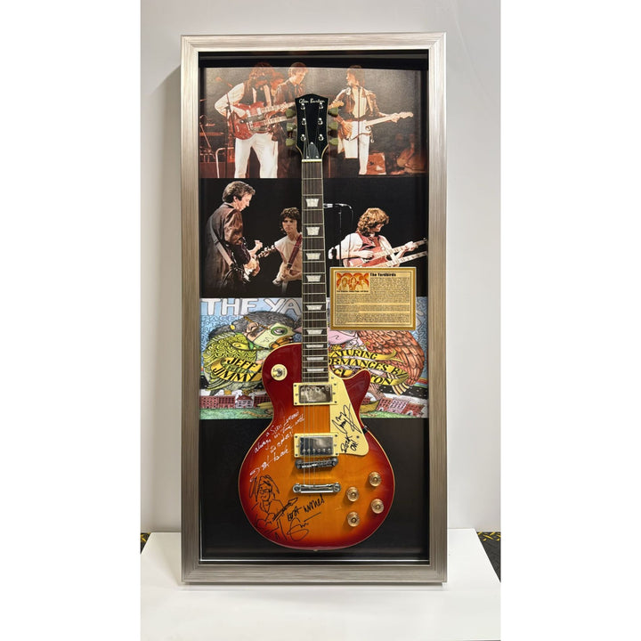 Yardbirds Jeff Beck Jimmy Page & Eric Clapton full size vintage les paul guitar signed with proof & museum quality frame