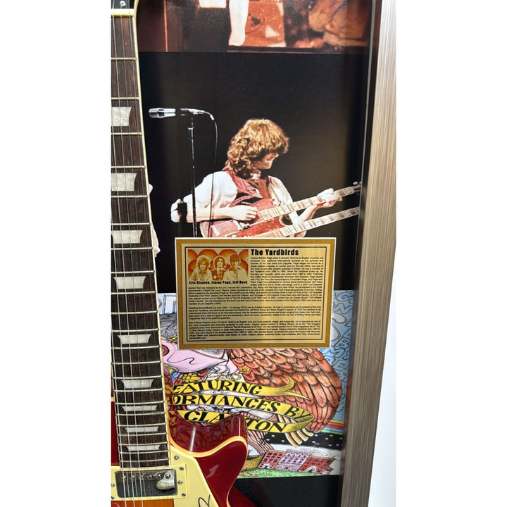 Yardbirds Jeff Beck Jimmy Page & Eric Clapton full size vintage les paul guitar signed with proof & museum quality frame