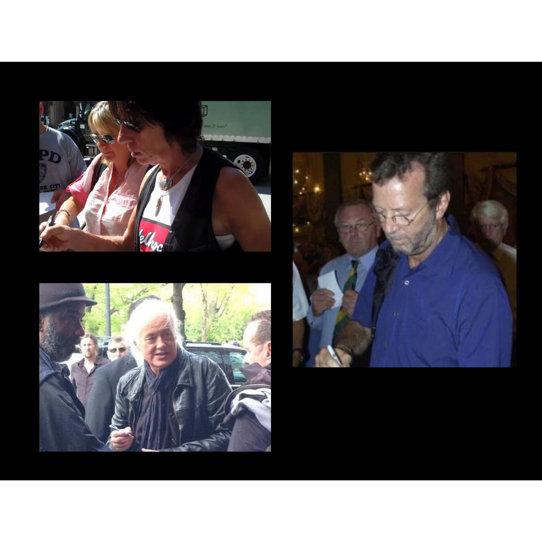 Yardbirds Jeff Beck Jimmy Page & Eric Clapton full size vintage les paul guitar signed with proof & museum quality frame