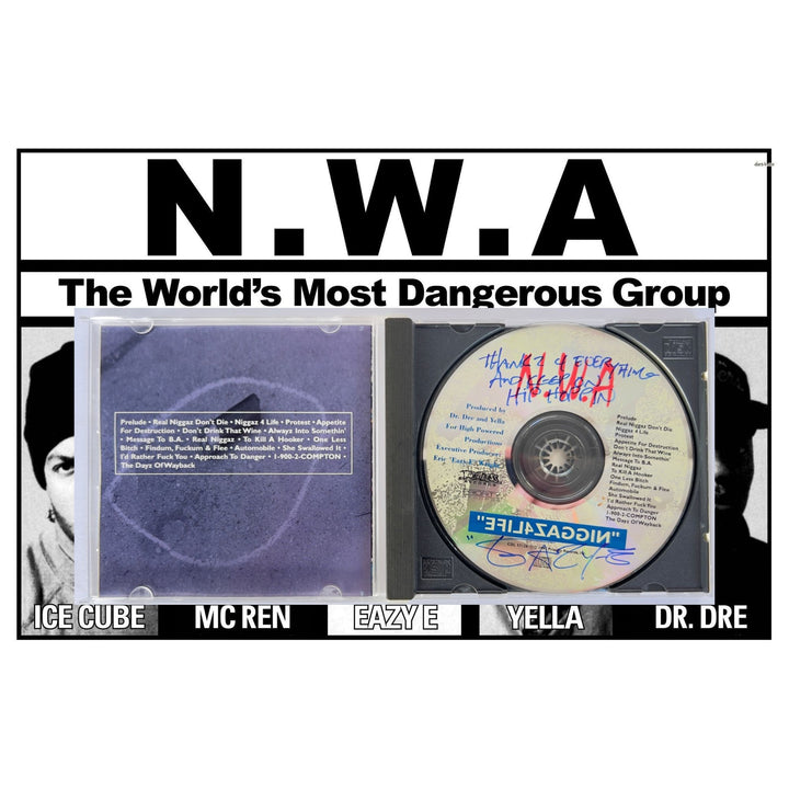 NWA "Niggaz4Life" Eric "Eazy - E" Wright CD jacket & and CD both signed with proof