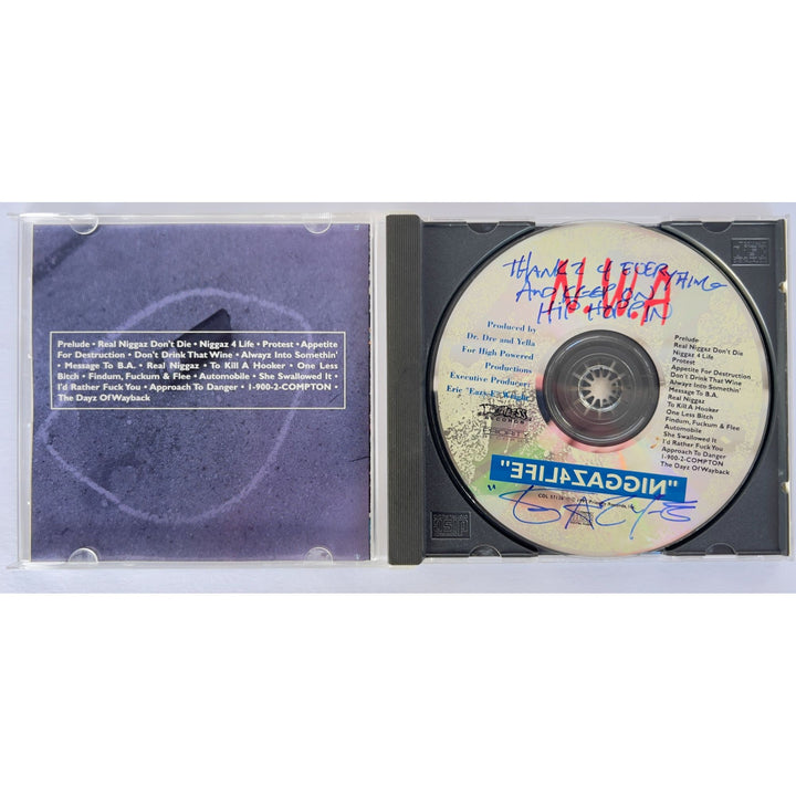 NWA "Niggaz4Life" Eric "Eazy - E" Wright CD jacket & and CD both signed with proof