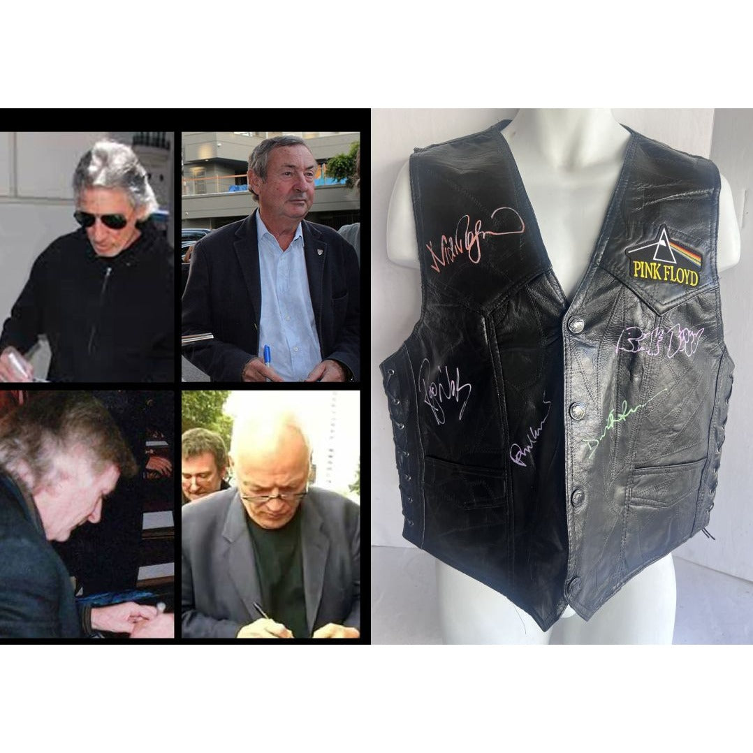 Pink Floyd David Gilmour, Roger Waters, Nick Mason and Richard Wright leather vest signed with proof