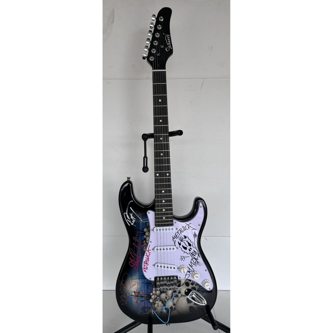 Metallica James Hetfield Lars Ulrich Robert Trujillo Jason Newsted kirk hammett electric guitar signed with proof.