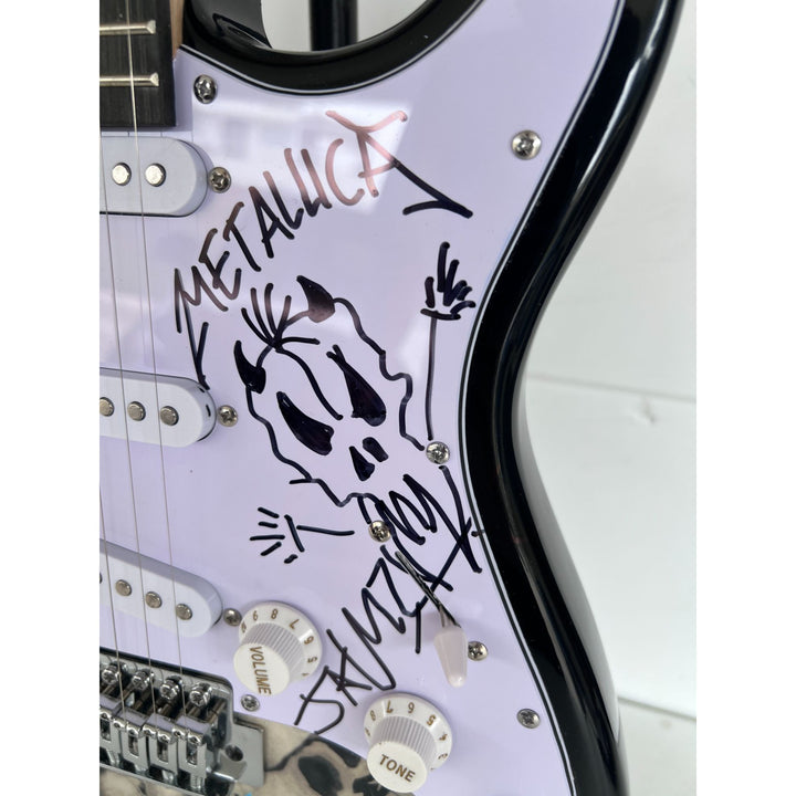 Metallica James Hetfield Lars Ulrich Robert Trujillo Jason Newsted kirk hammett electric guitar signed with proof.