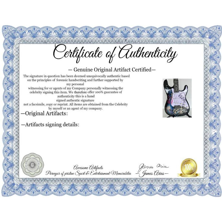 Metallica James Hetfield Lars Ulrich Robert Trujillo Jason Newsted kirk hammett electric guitar signed with proof.