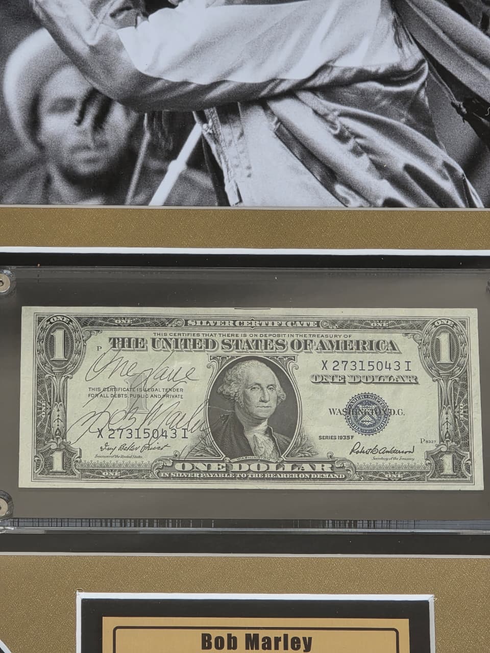 Bob Marley iconic reggae King 1939 silver certificate signed with proof 19x20 Museum quality frame
