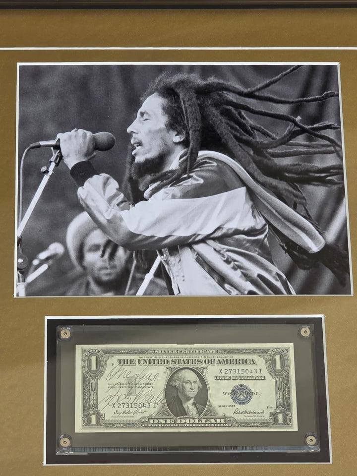 Bob Marley iconic reggae King 1939 silver certificate signed with proof 19x20 Museum quality frame