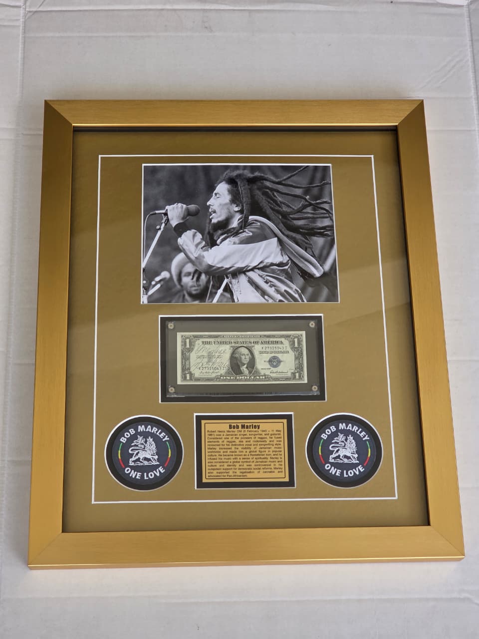 Bob Marley iconic reggae King 1939 silver certificate signed with proof 19x20 Museum quality frame