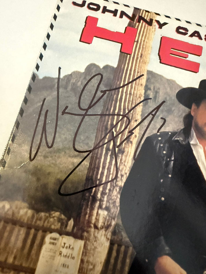 Waylon Jennings and Johnny Cash Heroes original LP cover  signed with proof