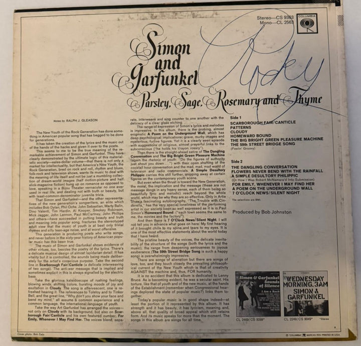 Paul Simon Art Garfunkel "Parsley Sage Rosemary and Thyme" original LP signed with proof