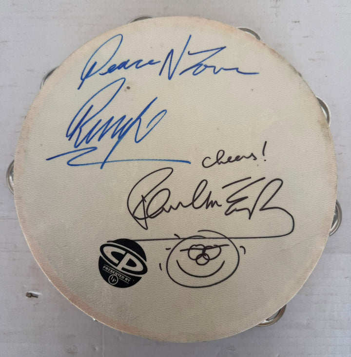 Paul McCartney and Ringo Starr of The Beatles 10-in tambourine signed with proof