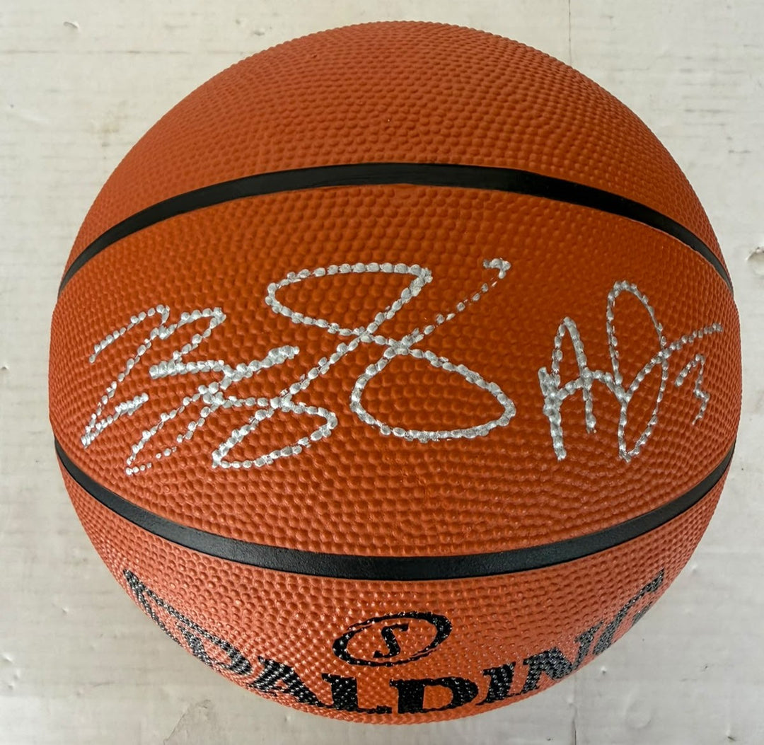 Los Angeles Lakers LeBron James and Anthony Davis signed basketball with proof