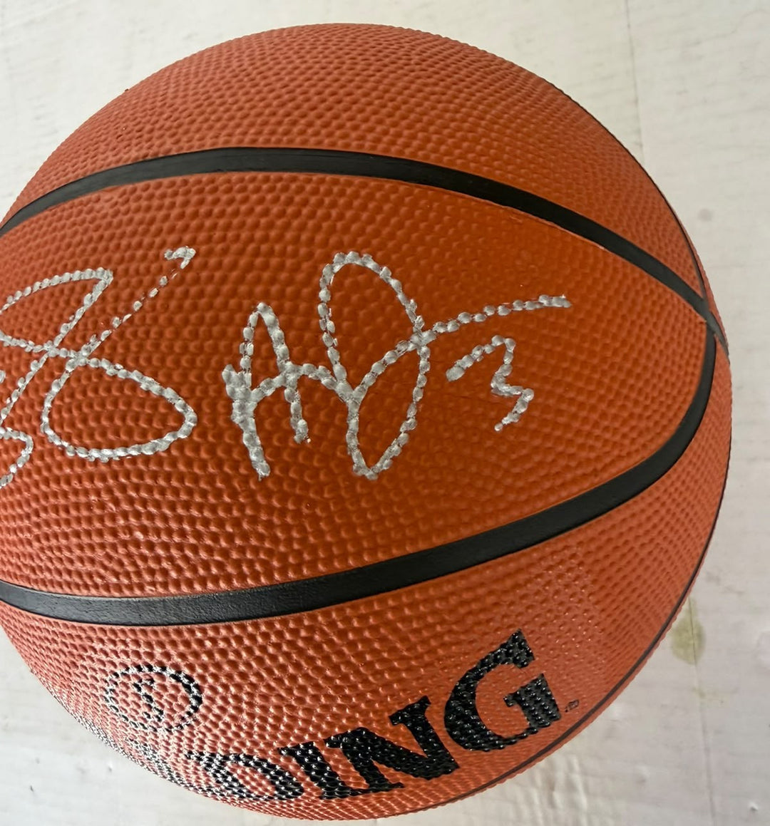 Los Angeles Lakers LeBron James and Anthony Davis signed basketball with proof