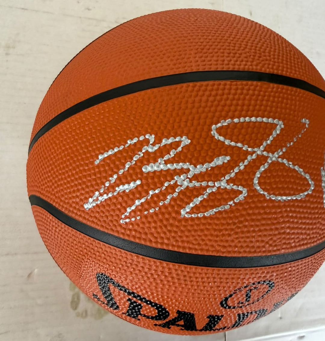 Los Angeles Lakers LeBron James and Anthony Davis signed basketball with proof