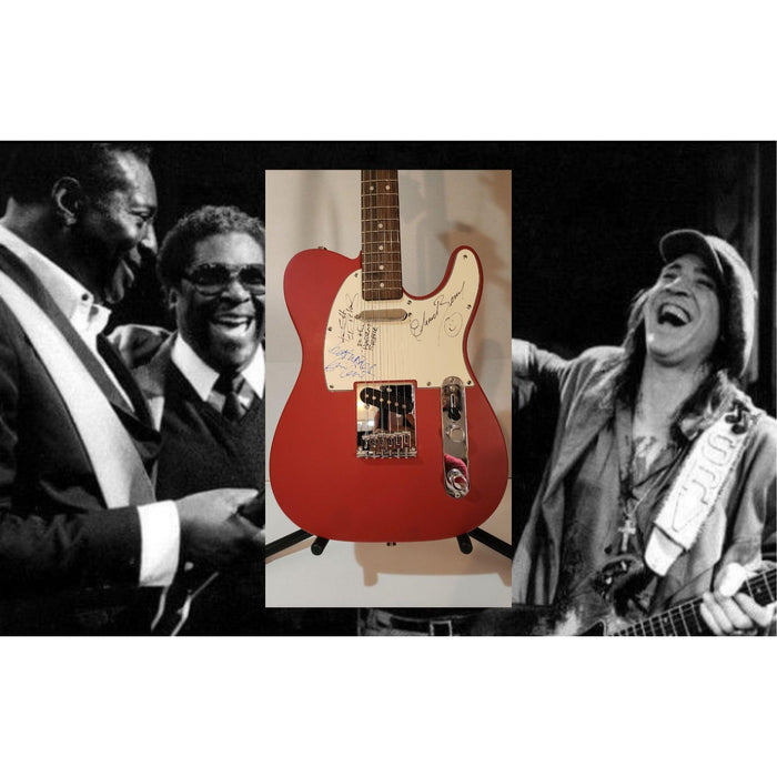 Keith Richards (inscribed), Eric Clapton, & Chuck Berry authentic Fender telecaster full size electric guitar signed with proof