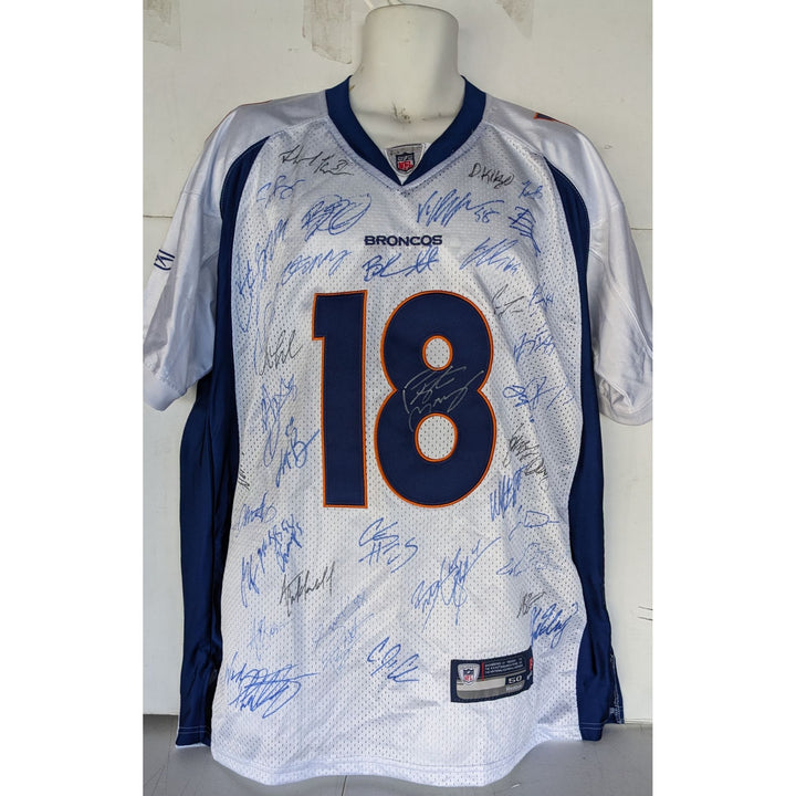 Denver Broncos 2015- 2016 Super Bowl champs Peyton Manning, John Elway, Von Miller team signed jersey with proof