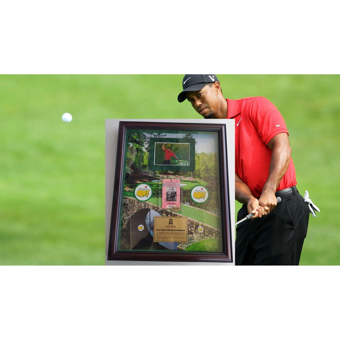 Tiger Woods 2001 full Masters ticket signed and framed with proof 19x23"