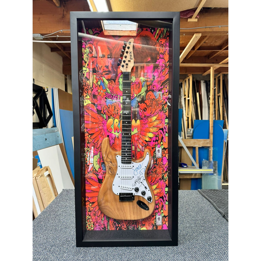 Bruce Hall, Dave Matto, Gary Richrath, Kevin Cronin, Neal Dought, REO Speedwago Fender Stratocaster Squier electric guitar signed with proof