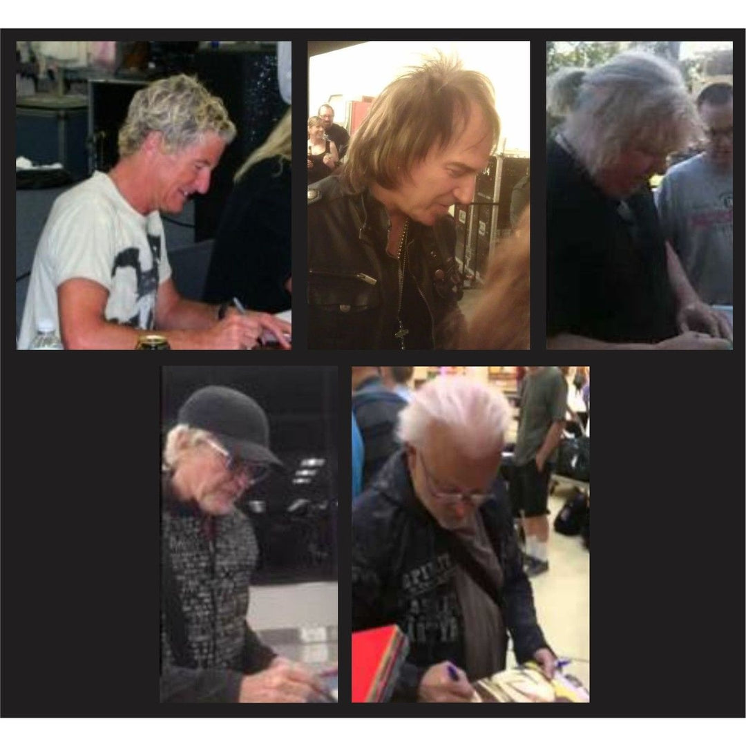 Bruce Hall, Dave Matto, Gary Richrath, Kevin Cronin, Neal Dought, REO Speedwago Fender Stratocaster Squier electric guitar signed with proof