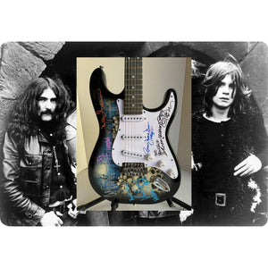 Black Sabbath Ronnie James Dio Ozzy Osbourne Tony Iommi Bill Ward Geezer Butler electric guitar signed with proof